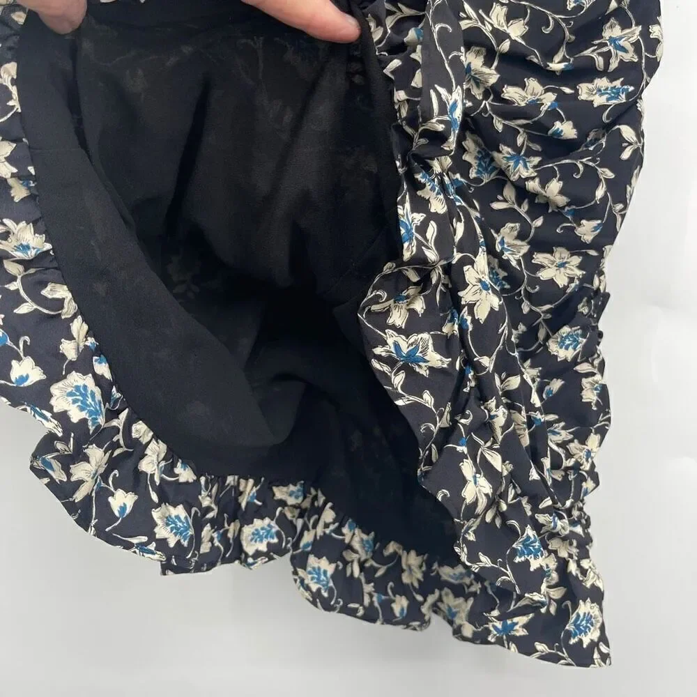 Veronica Beard Josephine Ruched Ruffle Stretch Silk Dress Sz 2